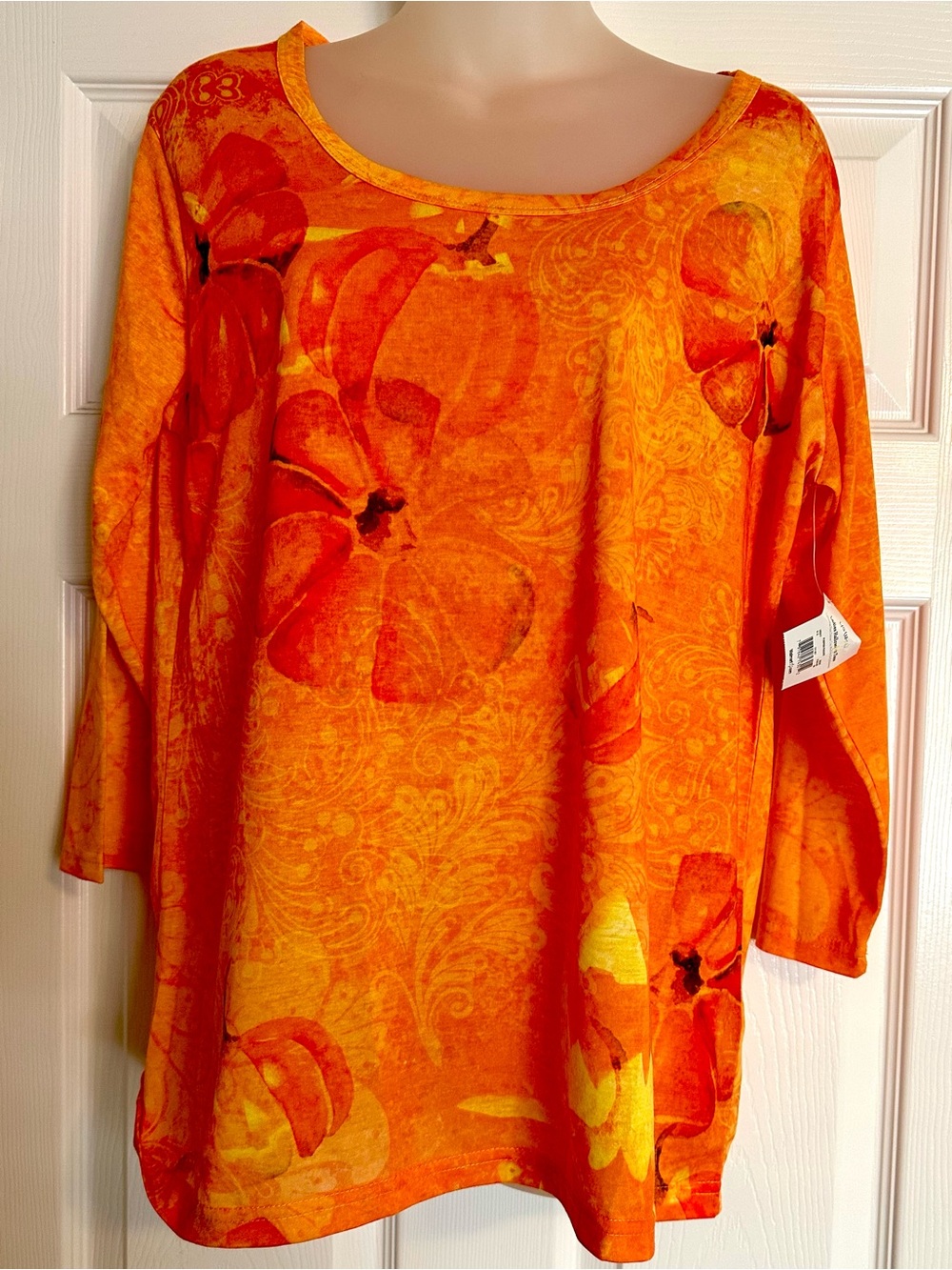 Halloween Seasonal Orange Pumpkin Print Long Sleeve Tee